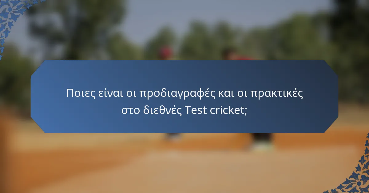 Ποιες είναι οι προδιαγραφές και οι πρακτικές στο διεθνές Test cricket;