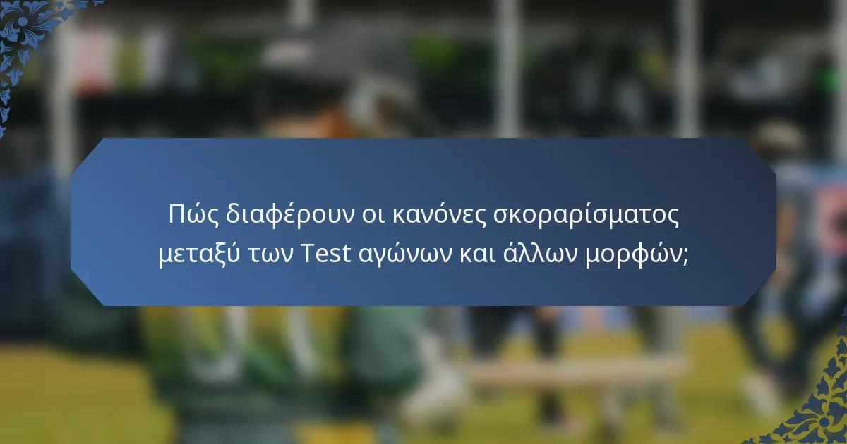 Πώς διαφέρουν οι κανόνες σκοραρίσματος μεταξύ των Test αγώνων και άλλων μορφών;